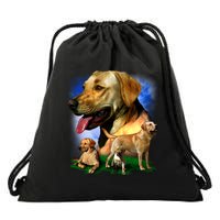 Golden Retriever Family Of Dogs Portrait Drawstring Bag
