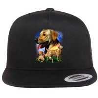 Golden Retriever Family Of Dogs Portrait Flat Bill Trucker Hat