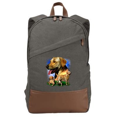 Golden Retriever Family Of Dogs Portrait Cotton Canvas Backpack