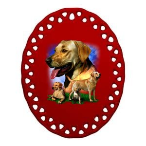 Golden Retriever Family Of Dogs Portrait Ceramic Oval Ornament