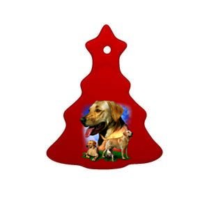 Golden Retriever Family Of Dogs Portrait Ceramic Tree Ornament