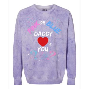 Gender Reveal For Dad Blue Daddy Loves You Hoodie Colorblast Crewneck Sweatshirt