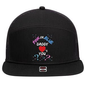 Gender Reveal For Dad Blue Daddy Loves You Hoodie 7 Panel Mesh Trucker Snapback Hat