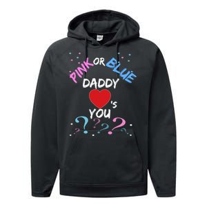 Gender Reveal For Dad Blue Daddy Loves You Hoodie Performance Fleece Hoodie