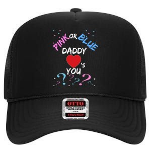 Gender Reveal For Dad Blue Daddy Loves You Hoodie High Crown Mesh Back Trucker Hat