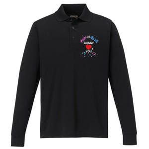 Gender Reveal For Dad Blue Daddy Loves You Hoodie Performance Long Sleeve Polo