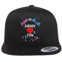 Gender Reveal For Dad Blue Daddy Loves You Hoodie Flat Bill Trucker Hat