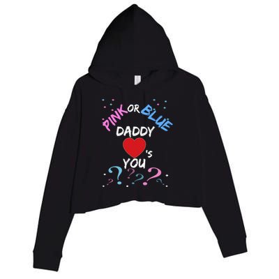 Gender Reveal For Dad Blue Daddy Loves You Hoodie Crop Fleece Hoodie