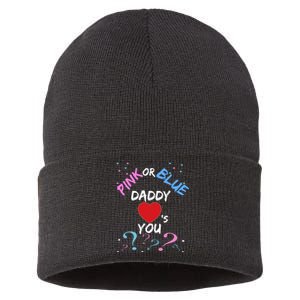 Gender Reveal For Dad Blue Daddy Loves You Hoodie Sustainable Knit Beanie