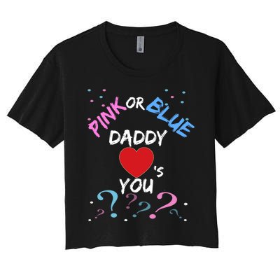 Gender Reveal For Dad Blue Daddy Loves You Hoodie Women's Crop Top Tee