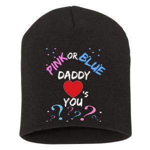 Gender Reveal For Dad Blue Daddy Loves You Hoodie Short Acrylic Beanie