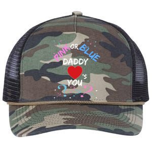 Gender Reveal For Dad Blue Daddy Loves You Hoodie Retro Rope Trucker Hat Cap