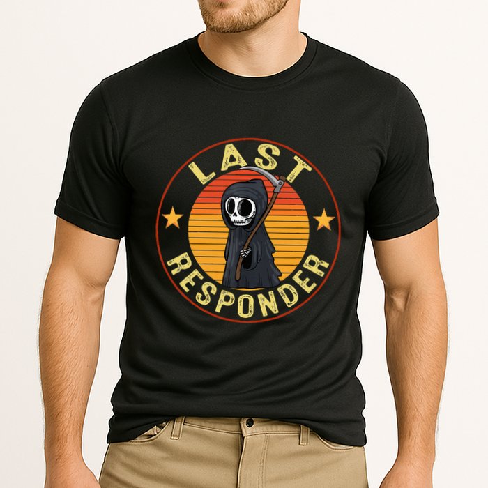 Grim Reaper Funny Dark Meme Mortician Last Responder Cooling Performance Crew T-Shirt