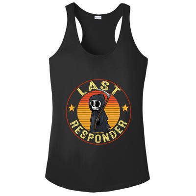 Grim Reaper Funny Dark Meme Mortician Last Responder Ladies PosiCharge Competitor Racerback Tank