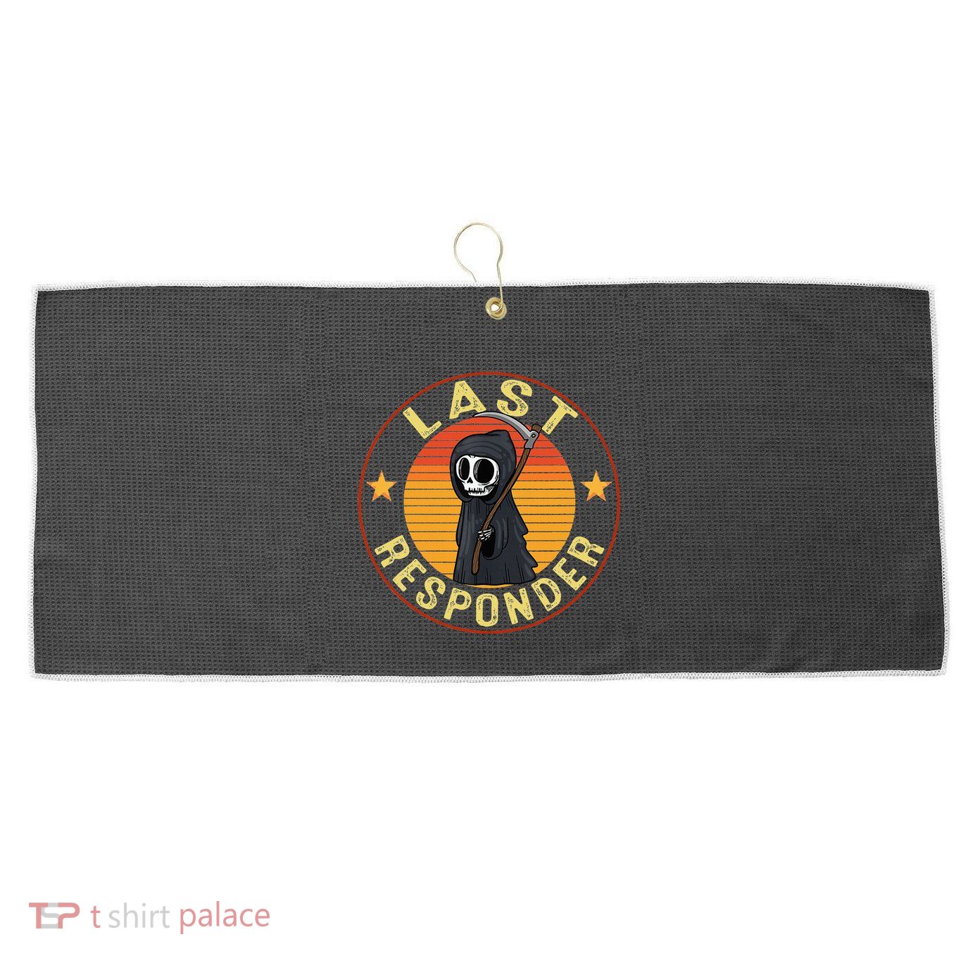 Grim Reaper Funny Dark Meme Mortician Last Responder Large Microfiber Waffle Golf Towel