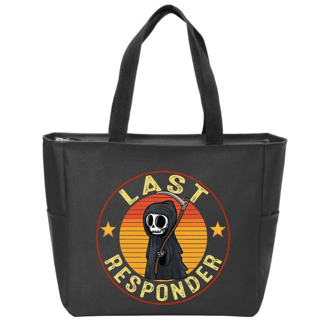 Grim Reaper Funny Dark Meme Mortician Last Responder Zip Tote Bag