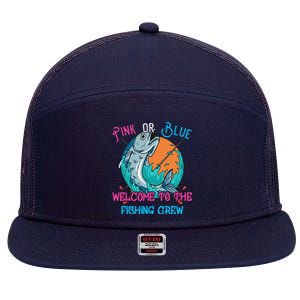 Gender Reveal Fishing Design For A Fishermen 7 Panel Mesh Trucker Snapback Hat