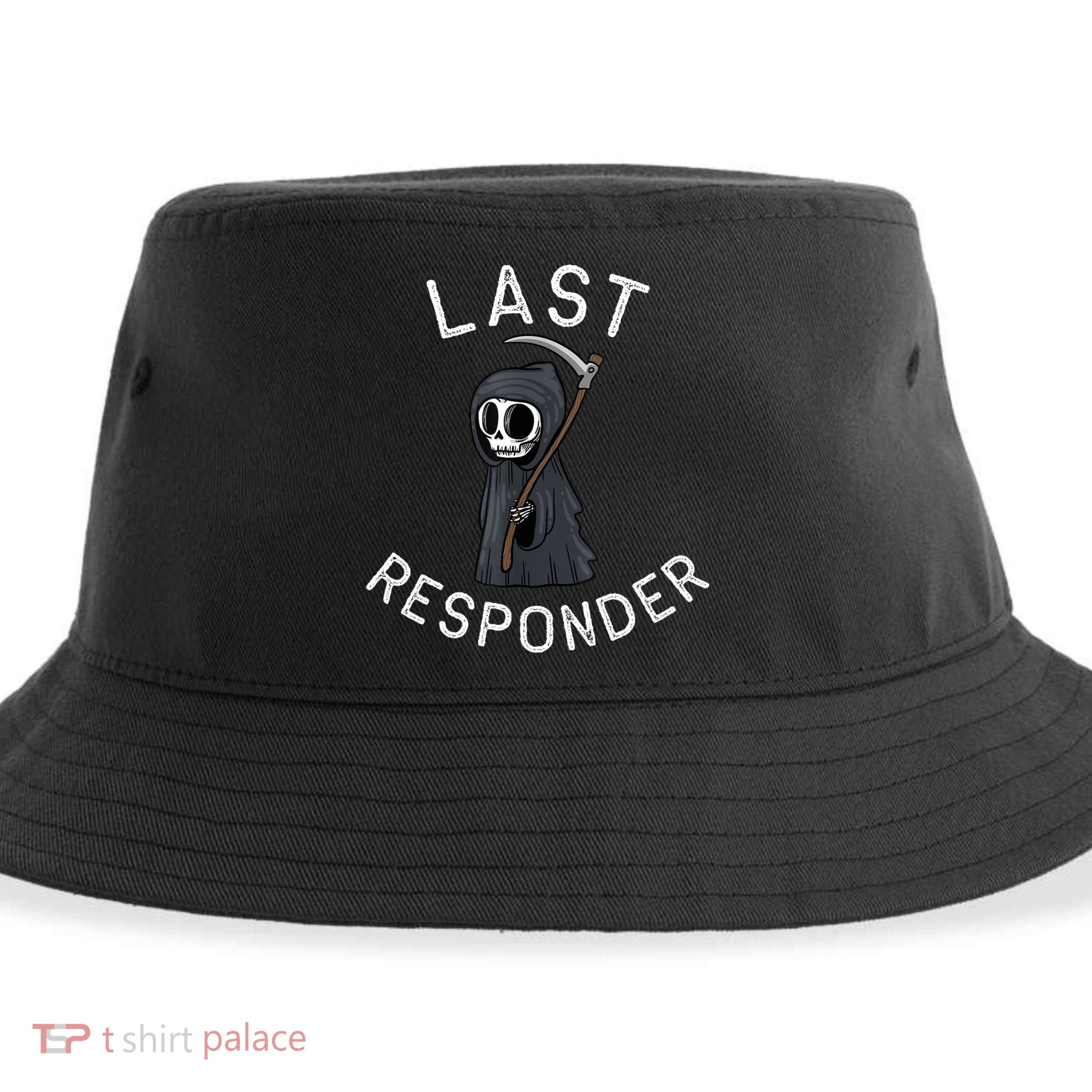 Grim Reaper Funny Dark Humor Mortician Last Responder Sustainable Bucket Hat