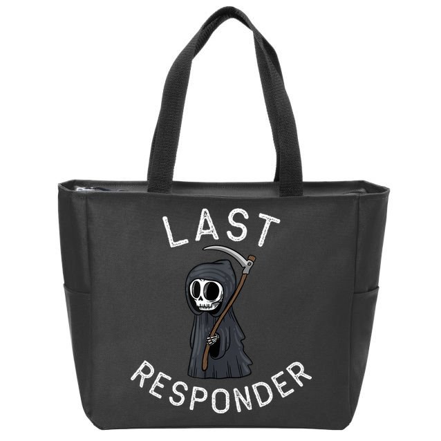Grim Reaper Funny Dark Humor Mortician Last Responder Zip Tote Bag