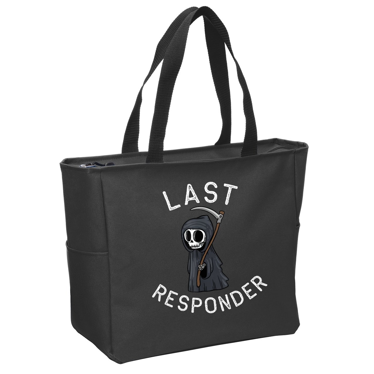 Grim Reaper Funny Dark Humor Mortician Last Responder Zip Tote Bag