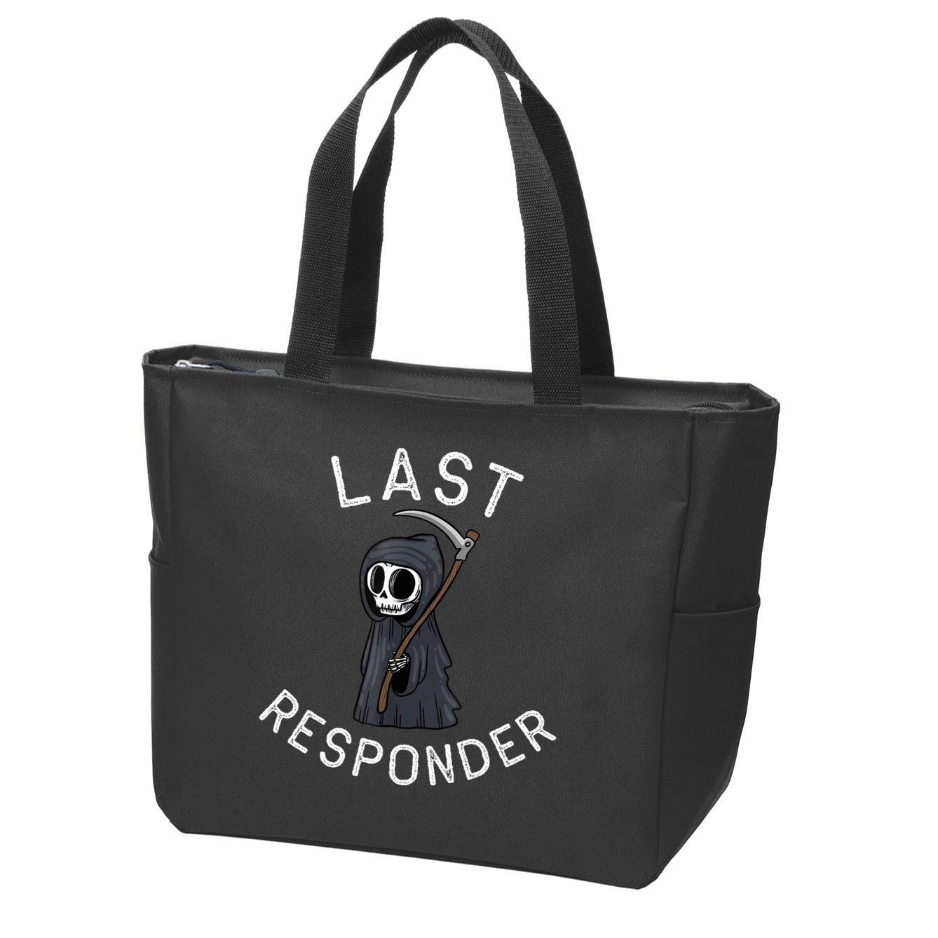 Grim Reaper Funny Dark Humor Mortician Last Responder Zip Tote Bag