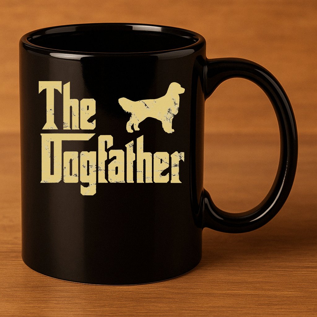 Golden Retriever Funny Dog The Dogfather Parody 11oz C Handle Ceramic Mug