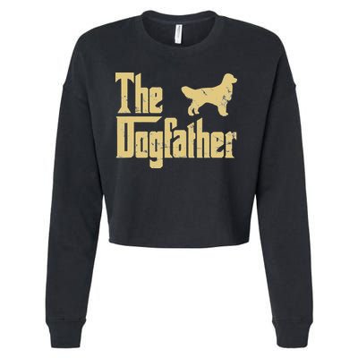 Golden Retriever Funny Dog The Dogfather Parody Cropped Pullover Crew