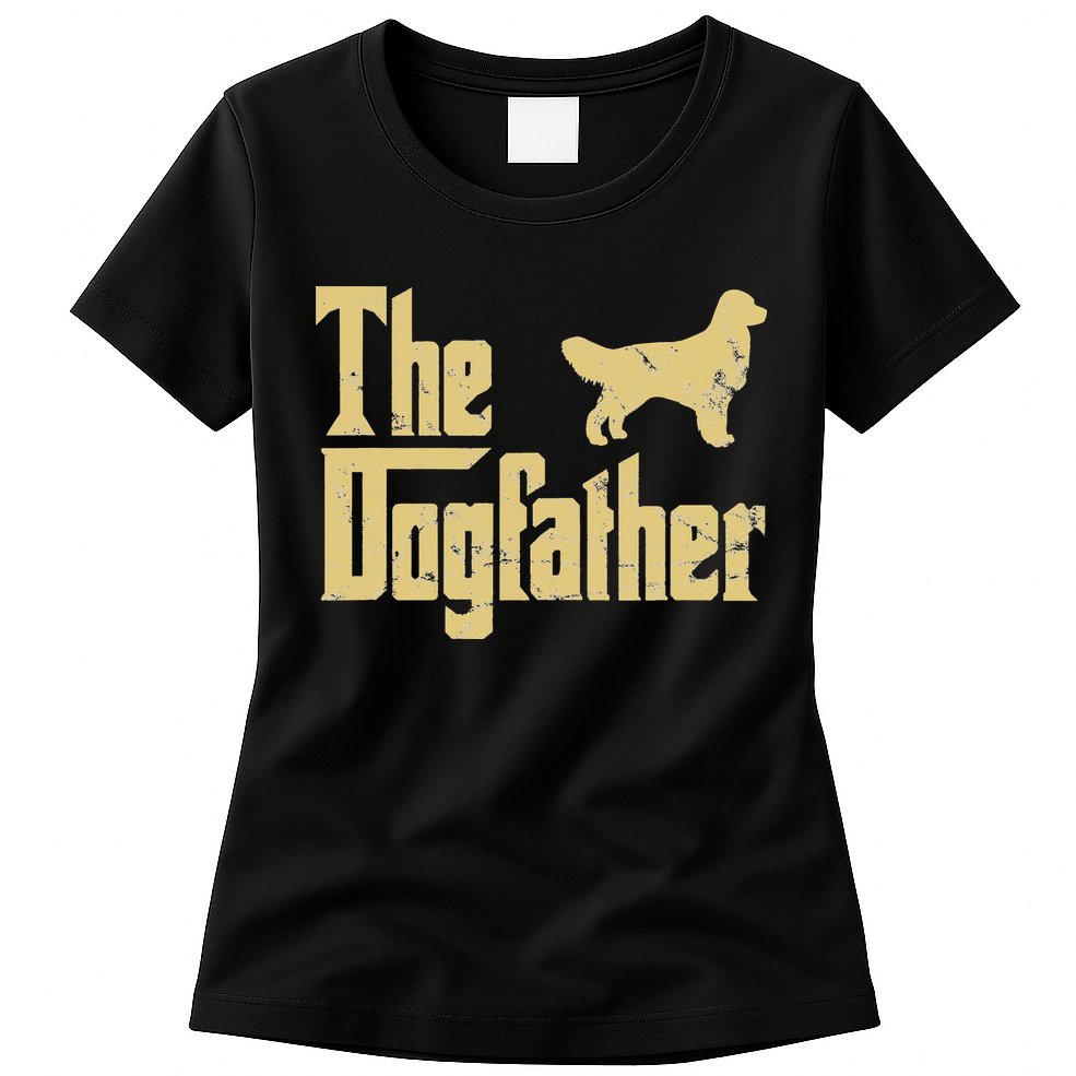 Golden Retriever Funny Dog The Dogfather Parody Womens T-Shirt
