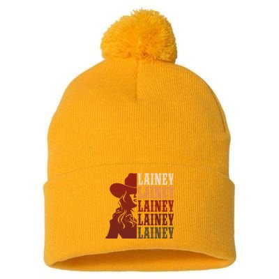 Girl Retro First Name Lainey Personalized Cowgirl Party Pom Pom 12in Knit Beanie