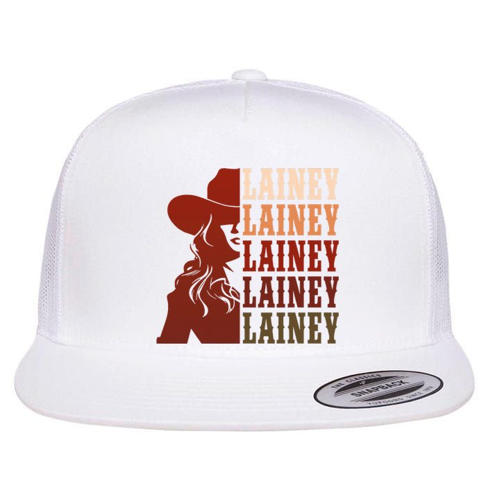 Girl Retro First Name Lainey Personalized Cowgirl Party Flat Bill Trucker Hat