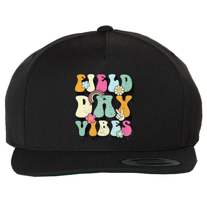 Groovy Retro Field Day Vibes Funny For Teacher Wool Snapback Cap