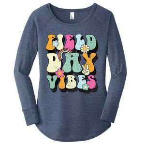 Groovy Retro Field Day Vibes Funny For Teacher Women's Perfect Tri Tunic Long Sleeve Shirt