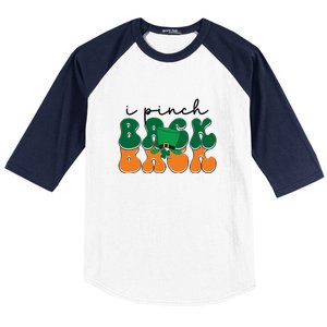 Groovy Retro Kids Funny St Patricks Day Saying For Girls Boys I Pinch Back Baseball Sleeve Shirt