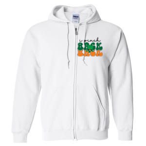 Groovy Retro Kids Funny St Patricks Day Saying For Girls Boys I Pinch Back Full Zip Hoodie