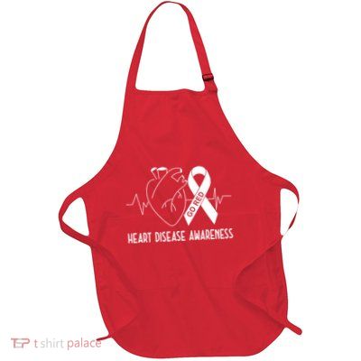 Go Red For Heart Disease Awareness Full-Length Apron With Pockets