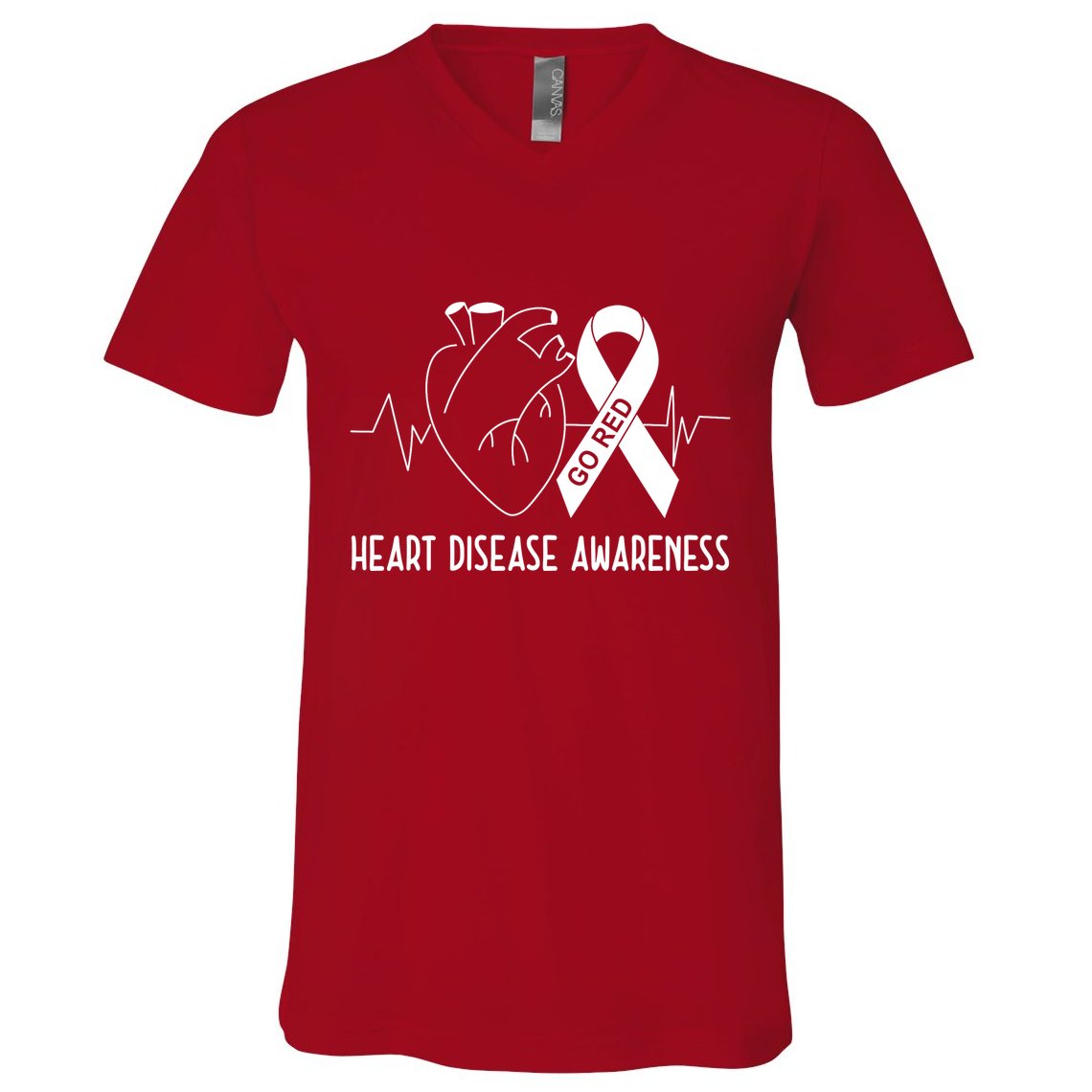 Go Red For Heart Disease Awareness V-Neck T-Shirt