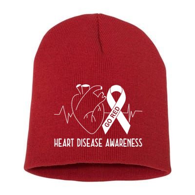 Go Red For Heart Disease Awareness Short Acrylic Beanie