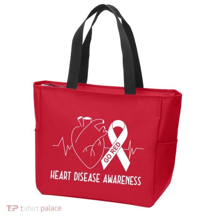 Go Red For Heart Disease Awareness Zip Tote Bag