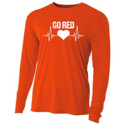 Go Red For Heart Disease Month Awareness Gift Cooling Performance Long Sleeve Crew