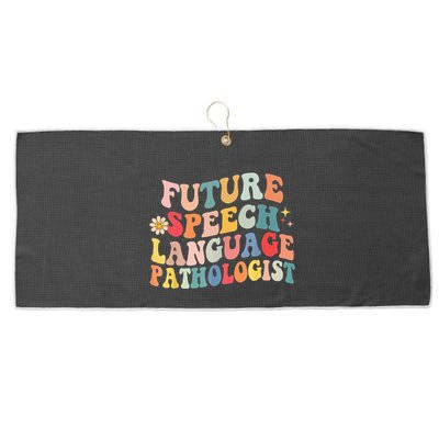 Groovy Retro Future Speech Language Pathologist  Large Microfiber Waffle Golf Towel