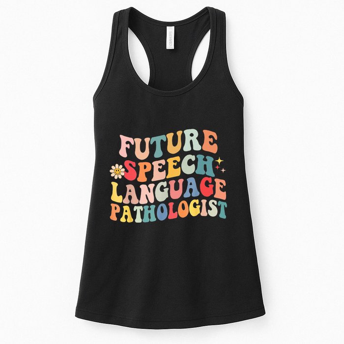 Groovy Retro Future Speech Language Pathologist  Womens Tank Top