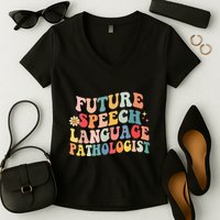 Groovy Retro Future Speech Language Pathologist  Women's V-Neck T-Shirt
