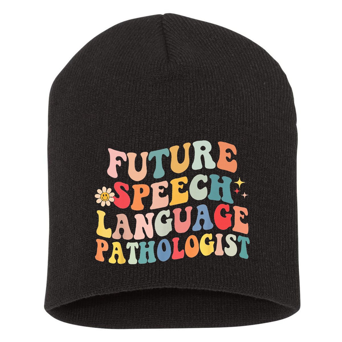 Groovy Retro Future Speech Language Pathologist  Short Acrylic Beanie