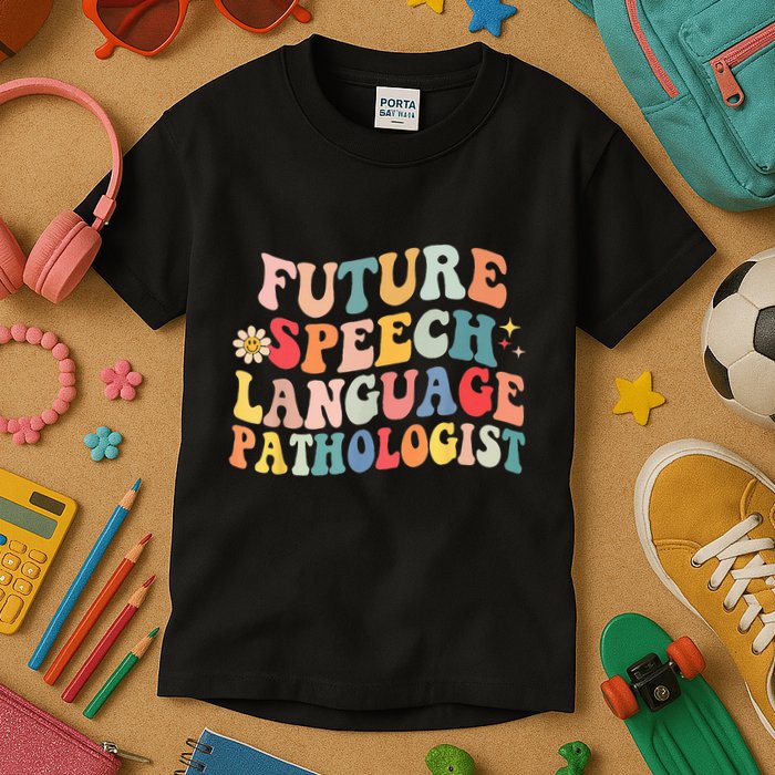 Groovy Retro Future Speech Language Pathologist  Kids T-Shirt