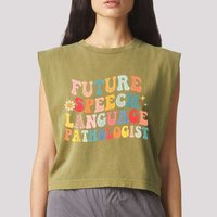 Groovy Retro Future Speech Language Pathologist  Garment-Dyed Women's Muscle Tee