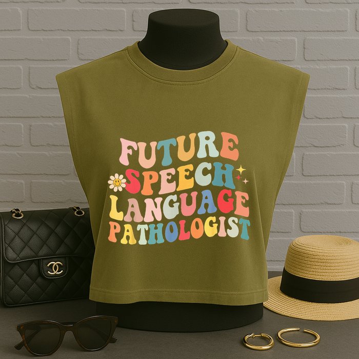 Groovy Retro Future Speech Language Pathologist  Garment-Dyed Women's Muscle Tee