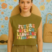 Groovy Retro Future Speech Language Pathologist  Garment-Dyed Women's Muscle Tee