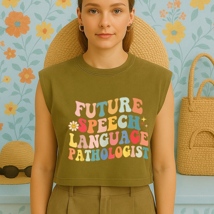 Groovy Retro Future Speech Language Pathologist  Garment-Dyed Women's Muscle Tee