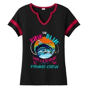 Gender Reveal Fishing Design For A Fishermen Ladies Halftime Notch Neck Tee