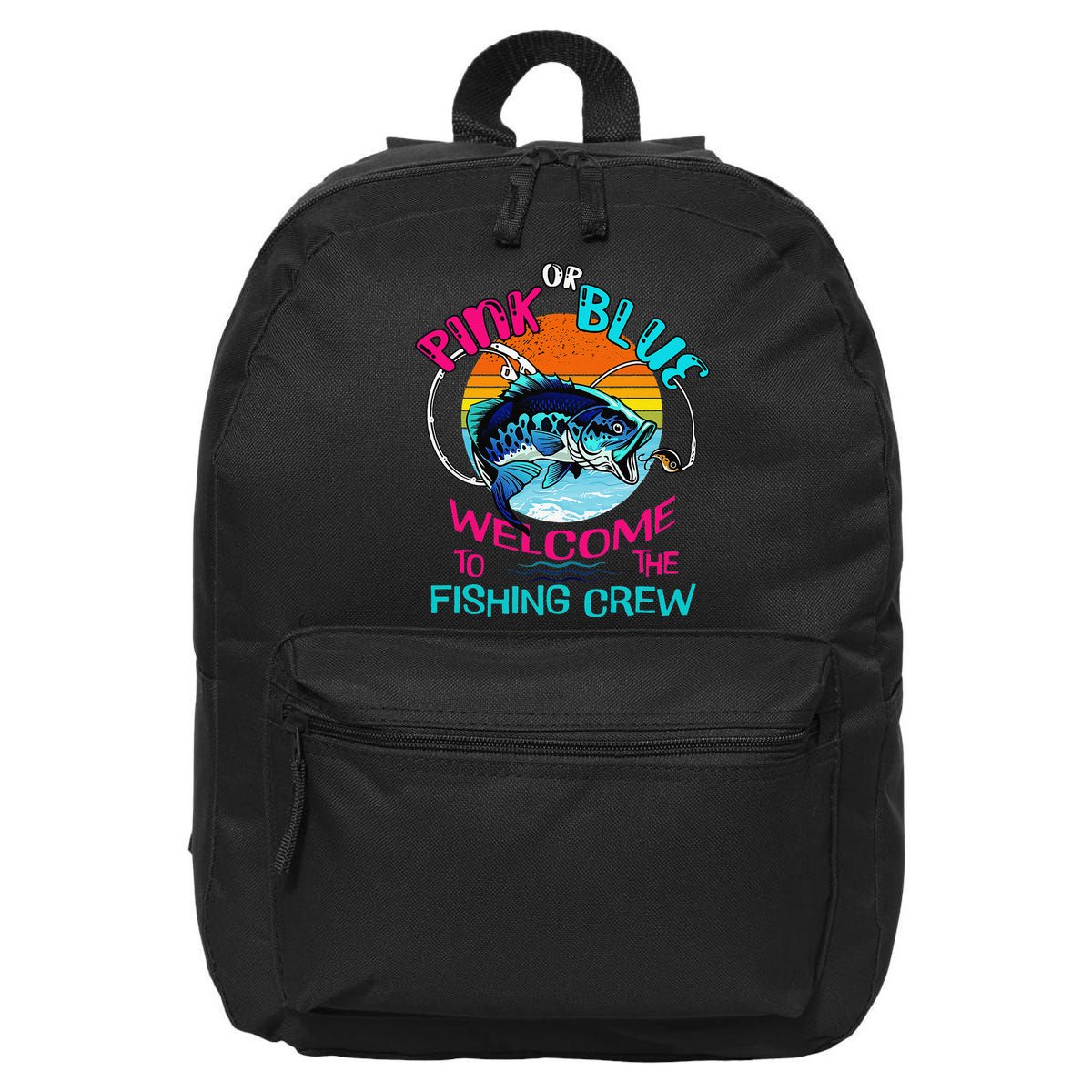 Gender Reveal Fishing Design For A Fishermen 16 in Basic Backpack